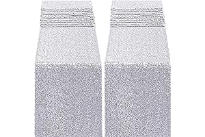 FECEDY 2 Packs 12 x 108inch Glitter Silver Sequin Table Runner for...