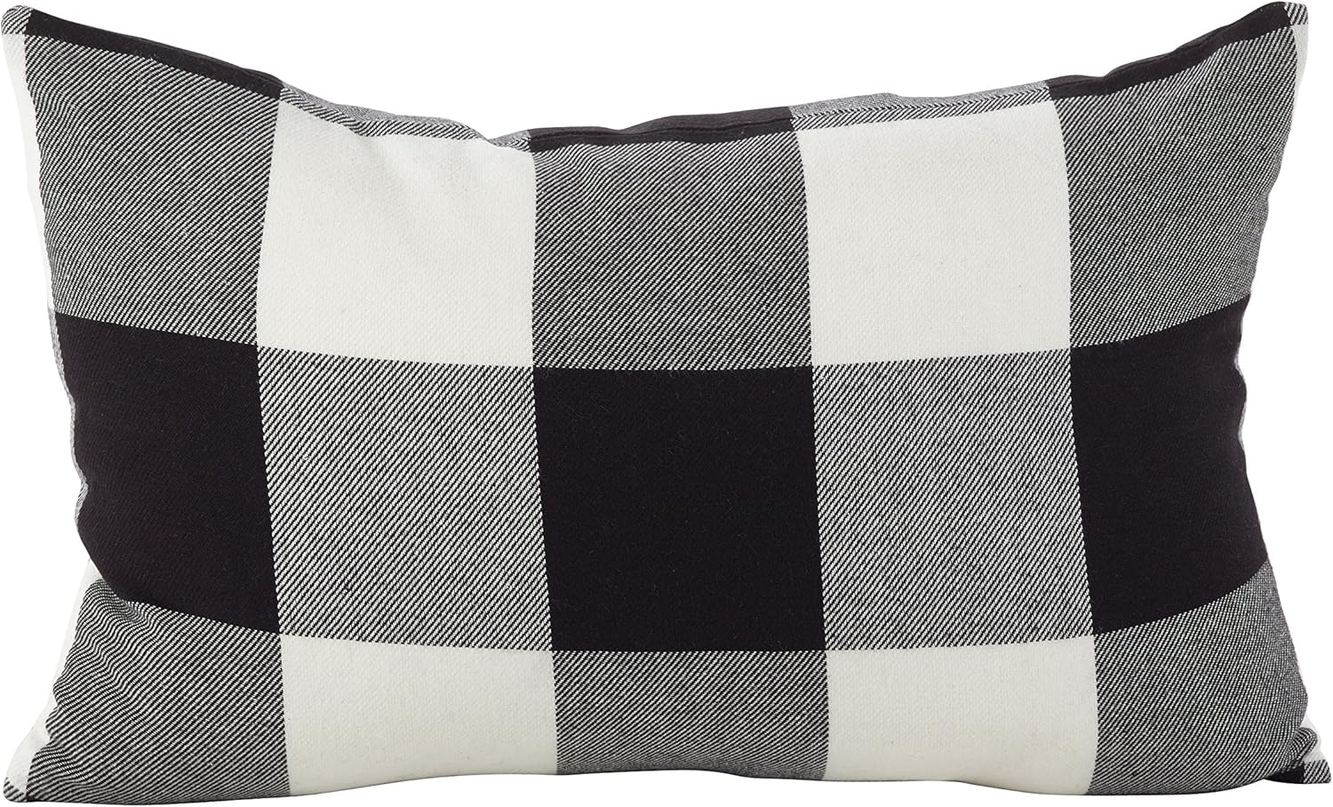 Classic Plaid Cotton Down Filled Throw Pillow 13" x 20" Black