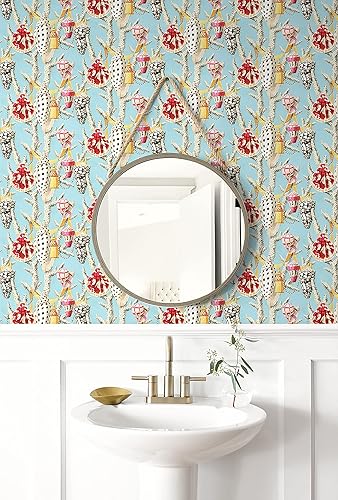 Miniatura 5 de Harrison Howard Pelar y pegar, dormitorio costero, tocador, cocina, vinilo, cobertura, (Ocean Wonders, Tiffany) 30.75 pies cuadrados (papel pintado)