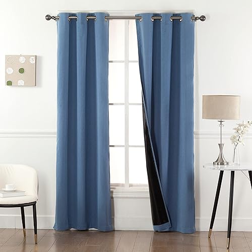 Empire Home Fashion Cortinas 100% opacas para ventana, con aislamiento térmico, parte trasera negra y ojales, 7 colores, 4 tamaños (azul, 37