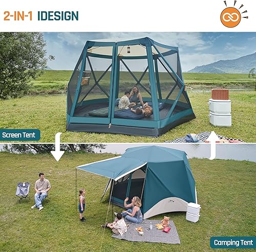 Miniatura 3 de Tiendas de campaña instantáneas para camping, tienda de campaña desplegable con piso, tienda de campaña familiar grande para 6 personas con lluvia y