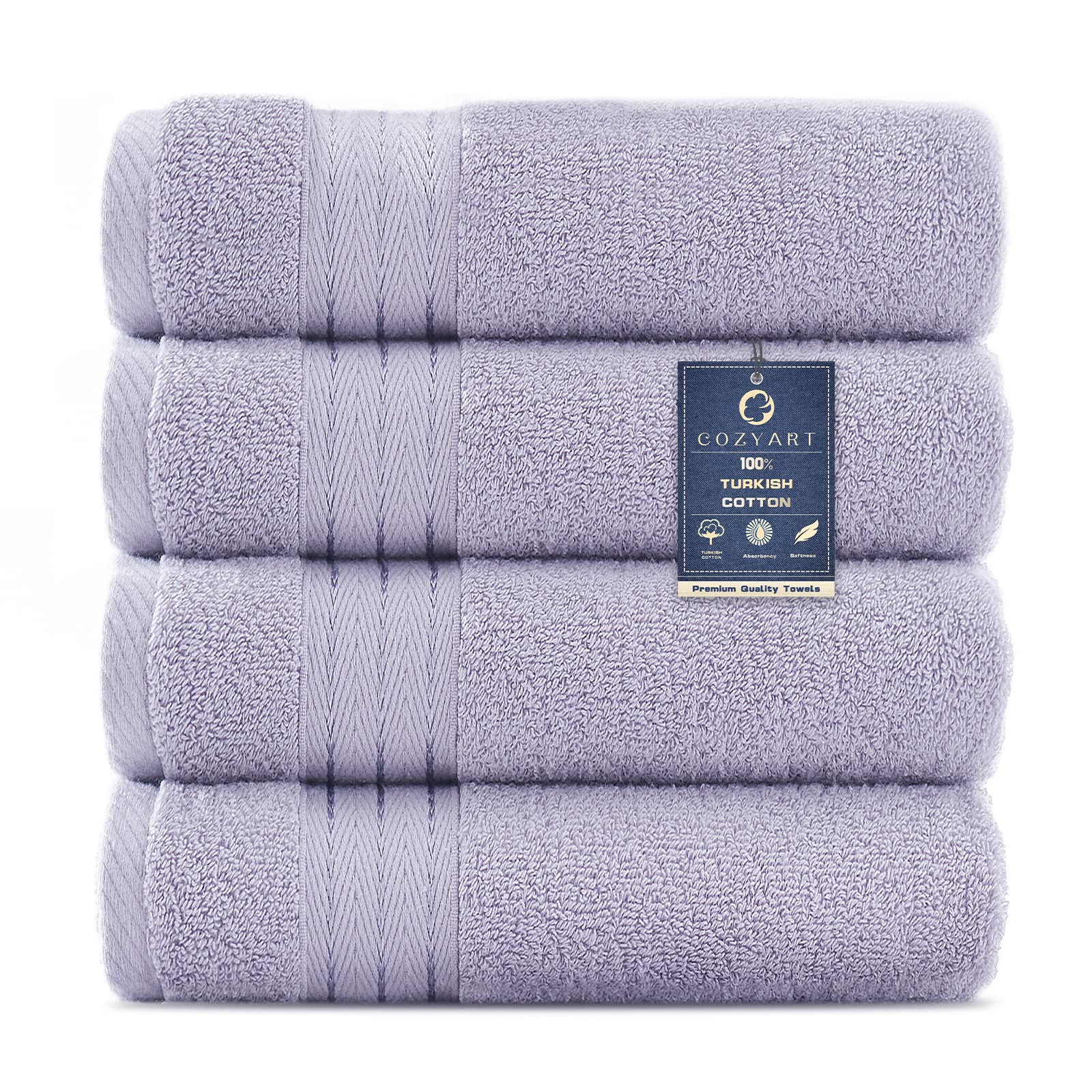 COZYART Lavender Hand Towels for Bathroom 4 Pcs, 13x30 Cotton Guest Hands Towel Set Super Soft Absorbent Durable 650 GSM for Daily Use