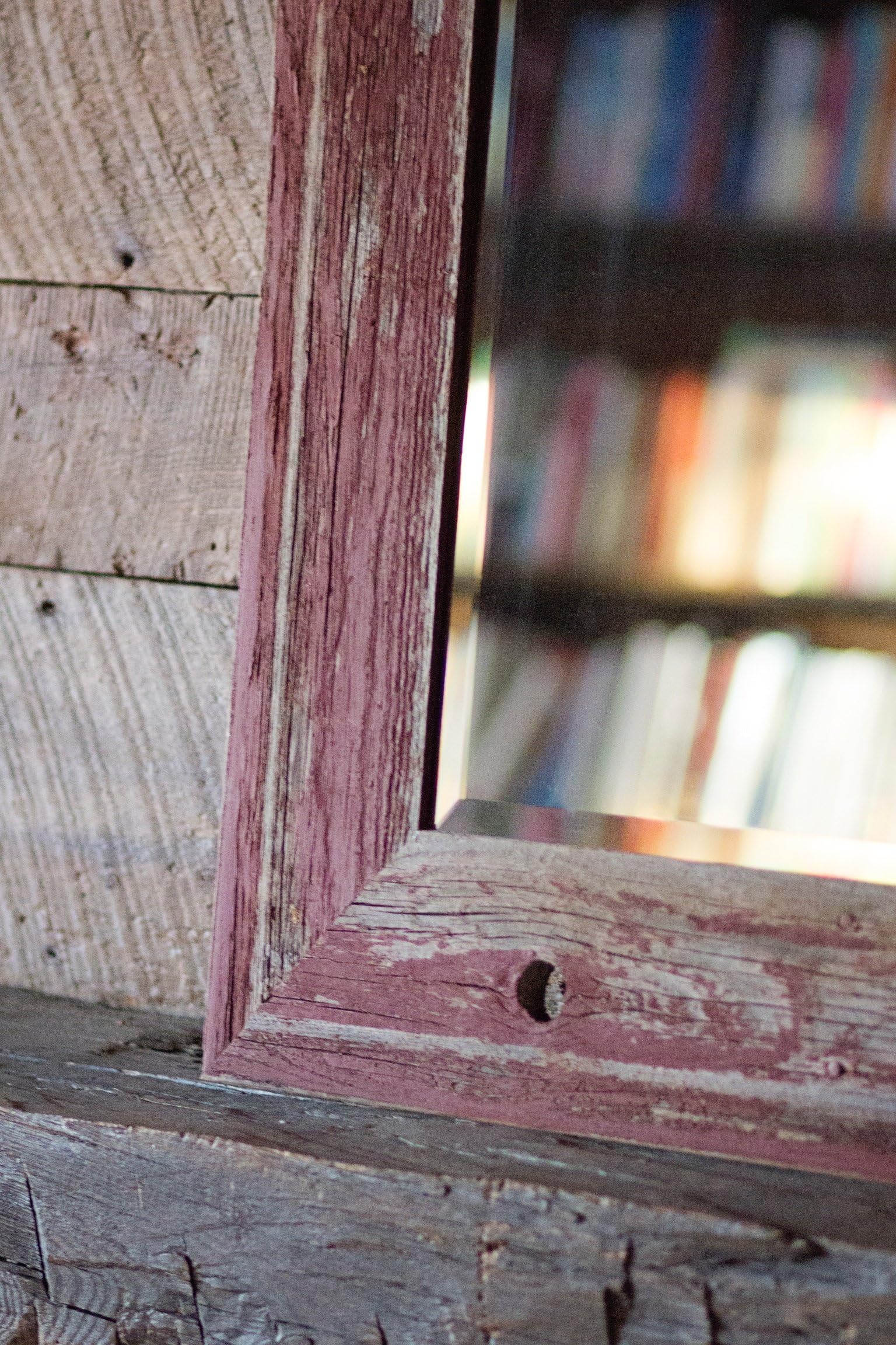 Reclaimed Barn Wood Mirror {Rustic Red}