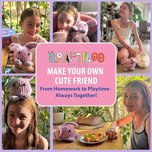 Miniatura 4 de CRAFTILOO Kit de tejer y ganchillo para niños, kit de ganchillo para principiantes, kit de tejer para principiantes, telar para aprender a tejer,