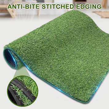 Artificial Grass for Dogs Potty, Reusable Pet Training Mat for Home and Travel, Washable Hemmed Edge Grass Pee Pad with Drainage Holes, Easy to Clean (31x51)