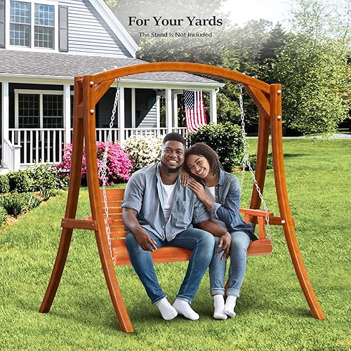 Miniatura 7 de VINGLI Columpio de porche de patio resistente de 880 libras para exteriores con soporte para tazas, silla colgante con cadenas seguras ajustables,
