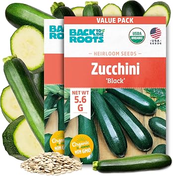 Back to The Roots 100% Organic Heirloom Seeds - Zucchini Value Pack 5.6g Total