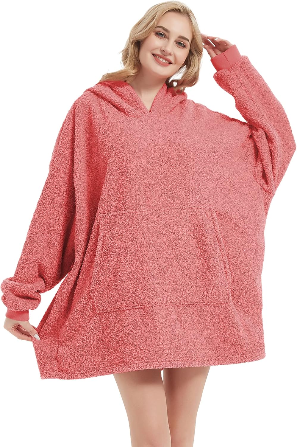 RISISSIDA Wearable Blanket for Adult Women and Men,Sherpa Hoodie with Giant Front Pocket for Indoor/Outdoor,One Size Fits All - Image 5