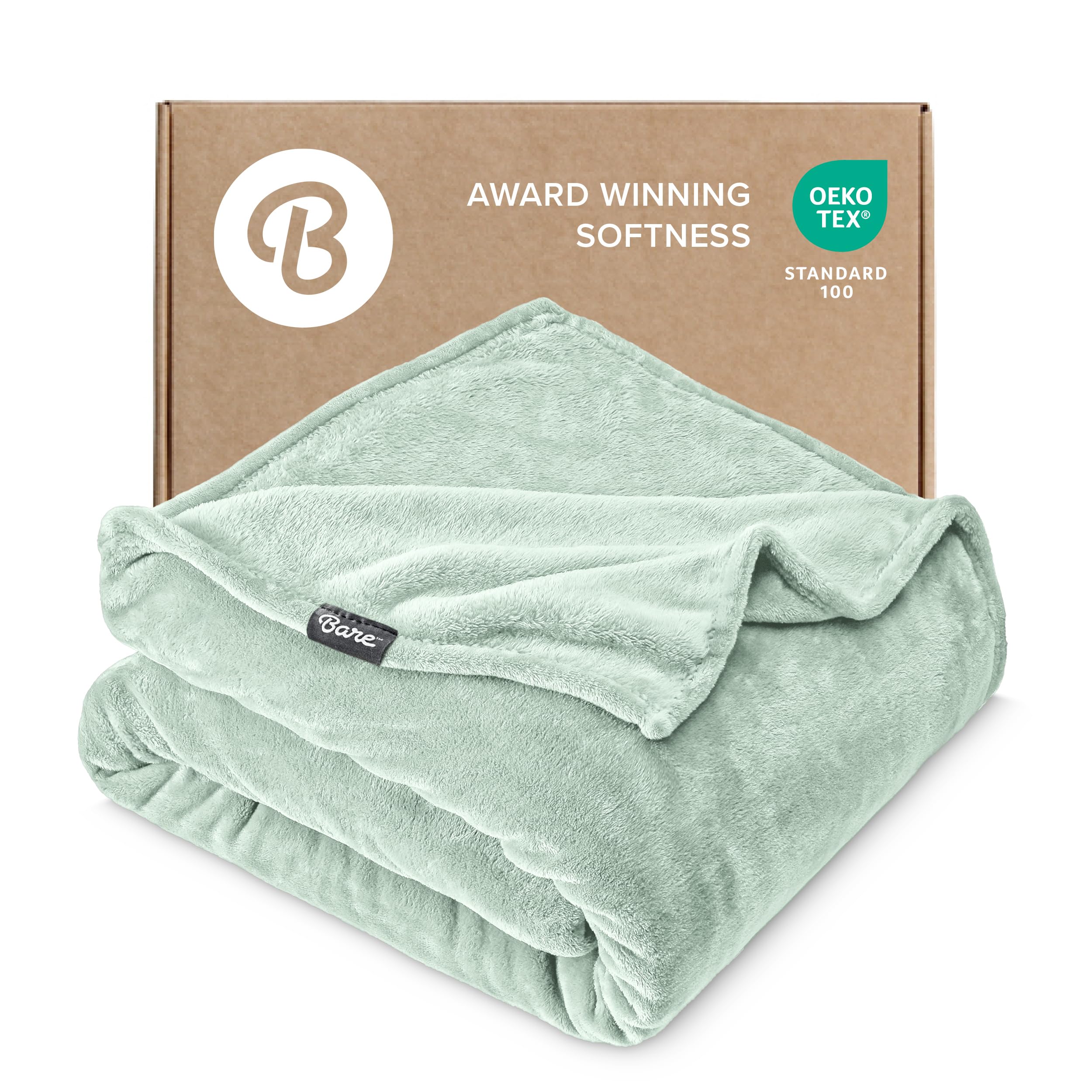 bare home fleece blanket - full/queen - ultra-soft lightweight for bed, sofa, and couch - luxury microplush - cozy warm blanket (full/queen, spring mint)