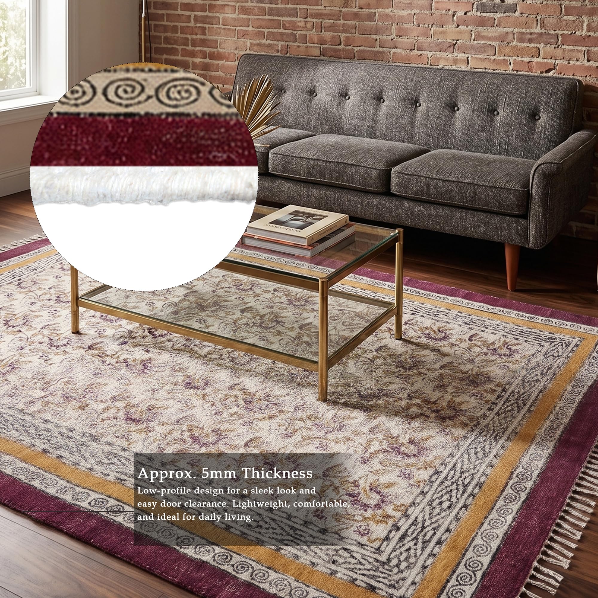 Teppichläufer mit Blockdruck, 0,8 x 3 m, Blumenmuster, indisch, schmal