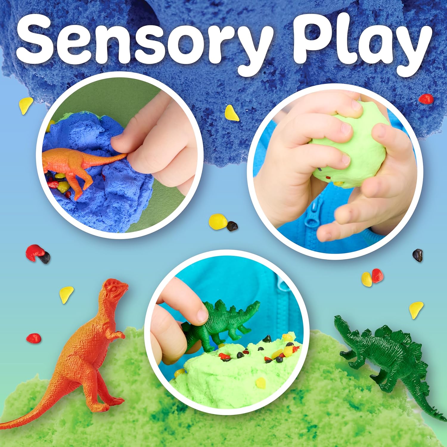 Creativity for Kids Sensory Minis Dinosaur Kit | Cloud Clay Sensory Toy for Toddlers | Squish, Scoop & Discover Dinosaur Figures | Spring Crafts for Travel Activities (Ages 3+)