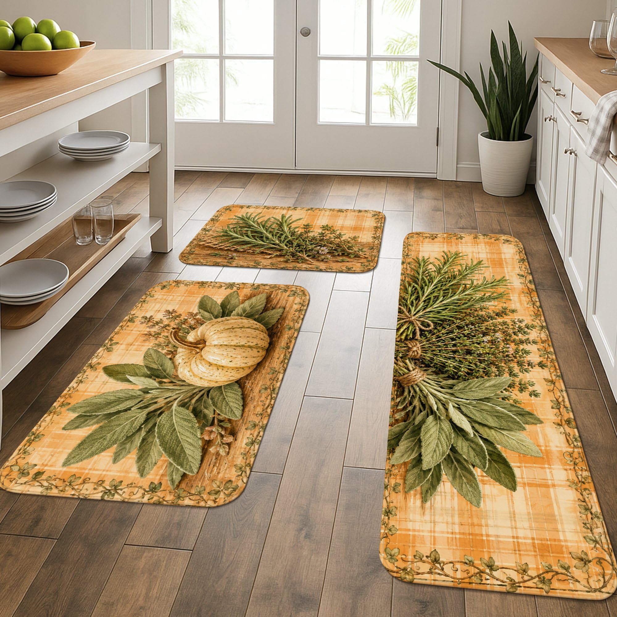 Tapis de cuisine lavable et épais motif citrouilles, confort et protection du sol