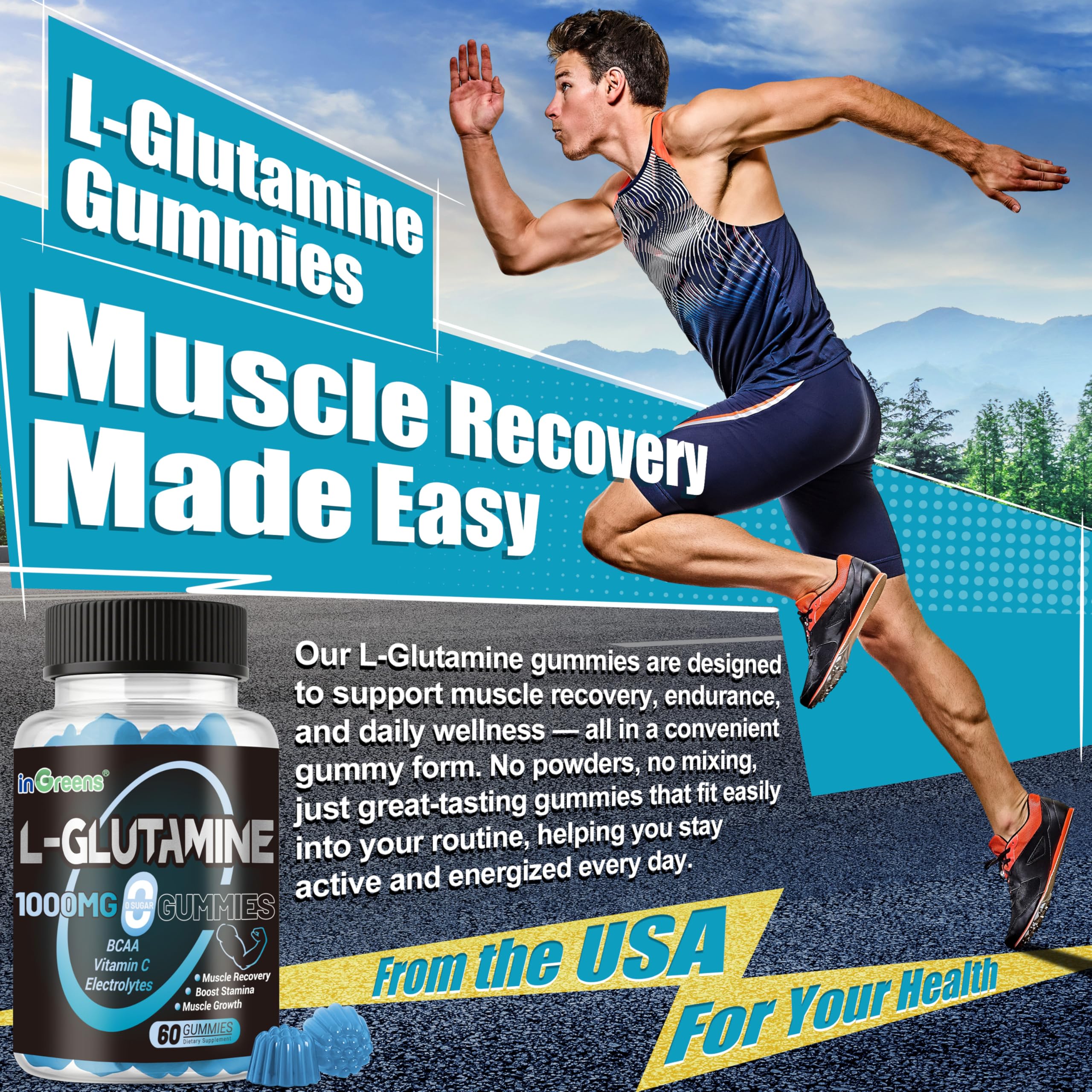 inGreens L-Glutamine Gummies 1000mg, 60 Count — Amazon image 2