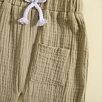 Vista 5 de Pantalones deportivos de algodón y lino para bebé, para bebé, niño, niña, elásticos, básicos, con bolsillo, pantalones largos de harén, ropa de otoño