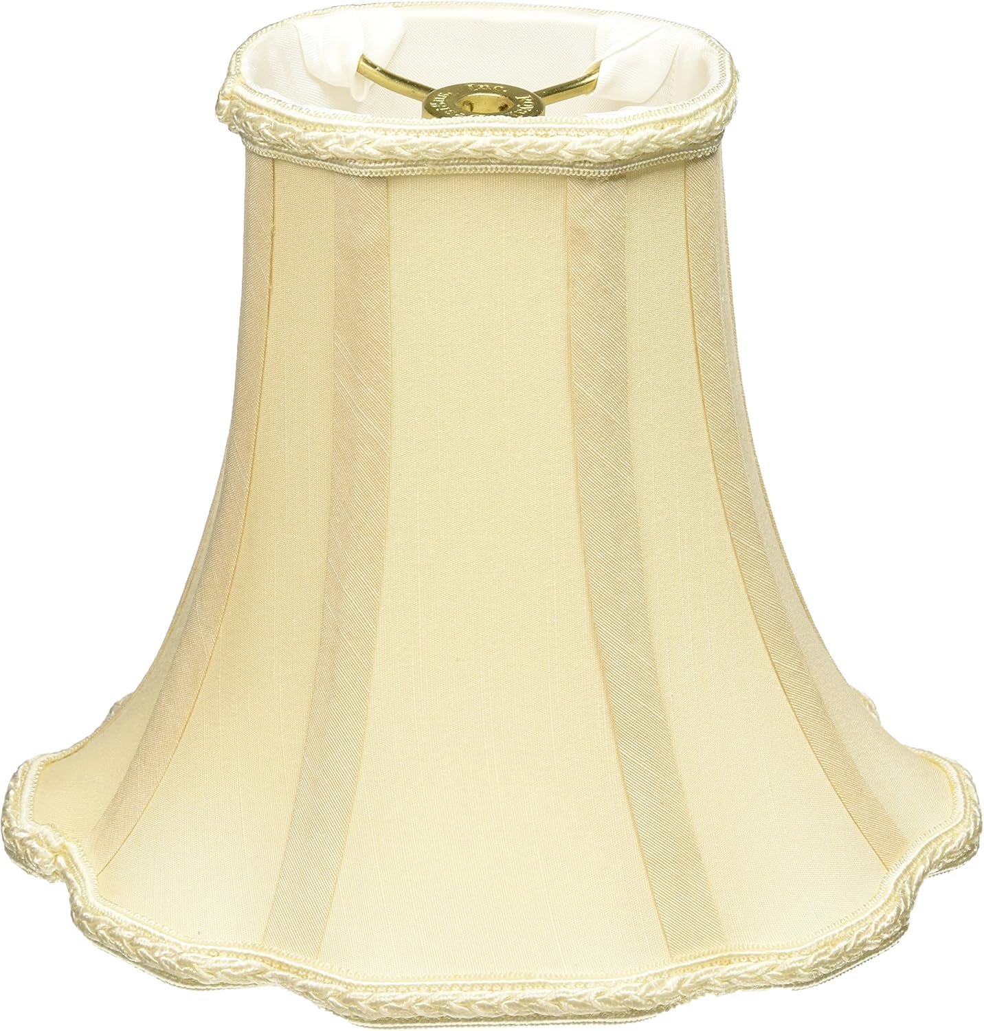 Royal Designs Scalloped Oval Bell Designer Lamp Shade, Eggshell, (4 x 3) x (8 x 6) x 7