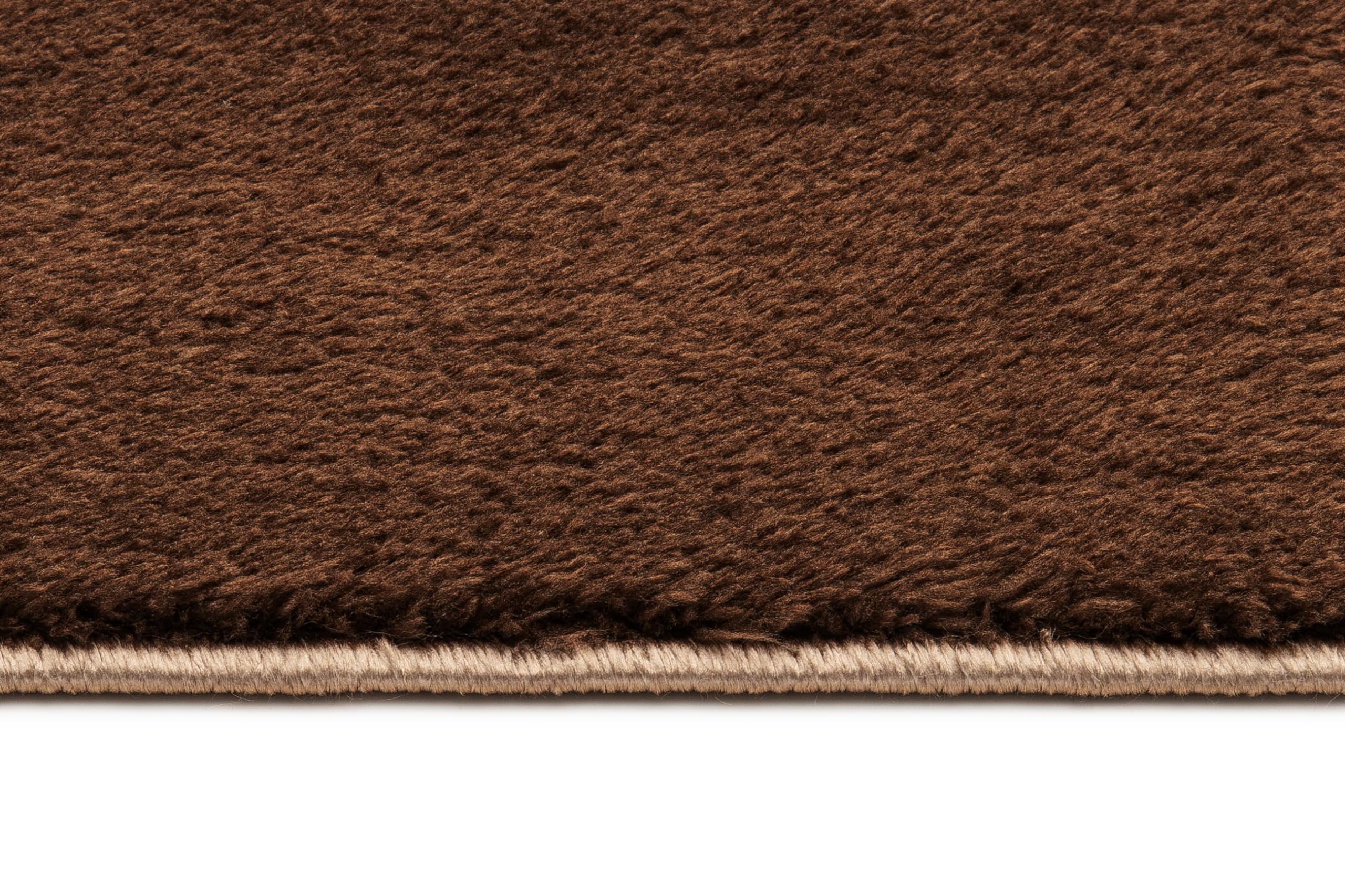 TAPISO Cuddle Teppich Hochflor Langflor Braun Dunkelbraun Shaggy Einfarbig rutschfest Waschbar Wohnzimmer Schlafzimmer Kinderzimmer ÖKOTEX 160 x 220 cm