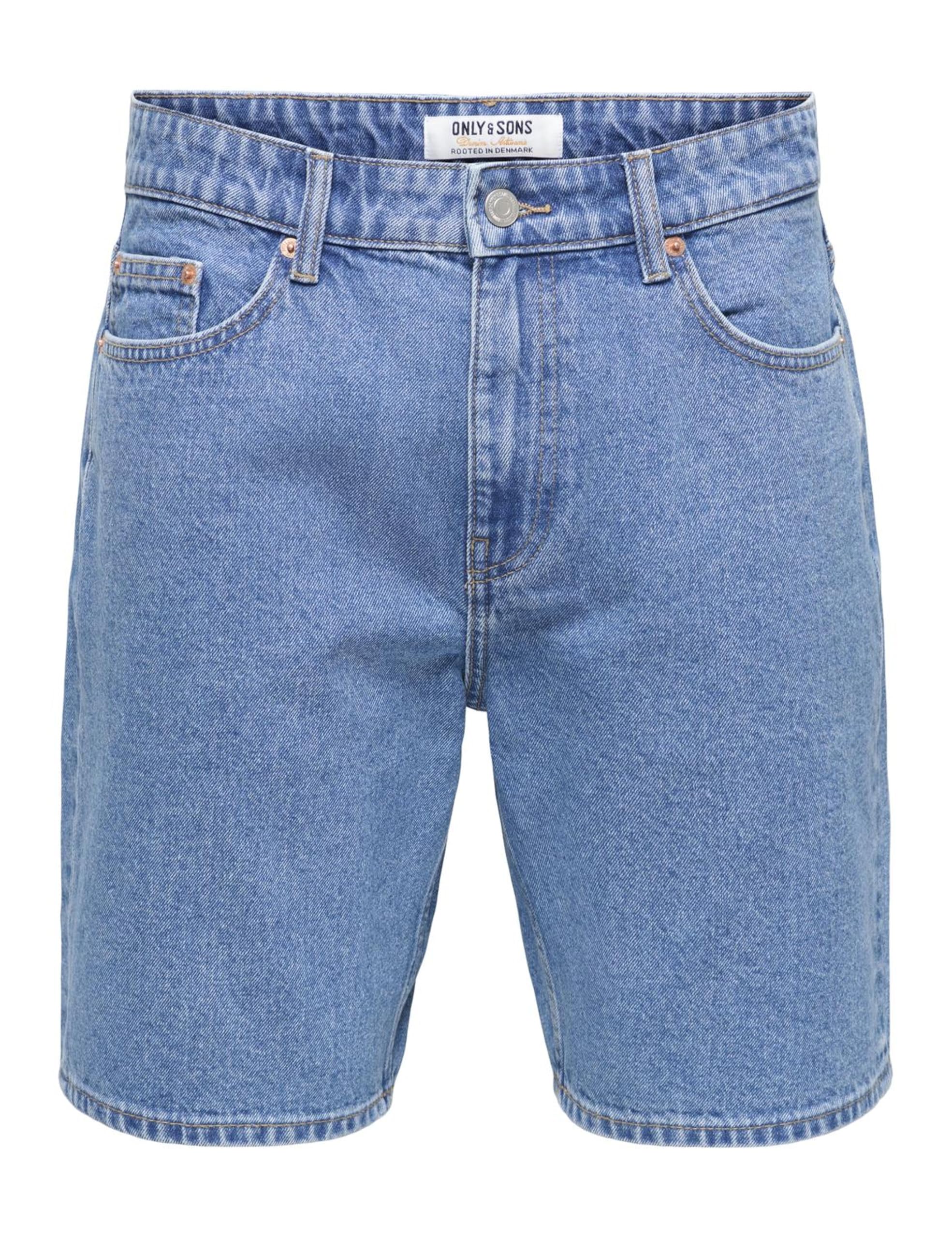 ONLY & SONS Spodenki Onsedge PIM Box Dnm Noos-Spodenki Dżinsowe Średnie Niebieskie, L Męskie, Niebieski, L