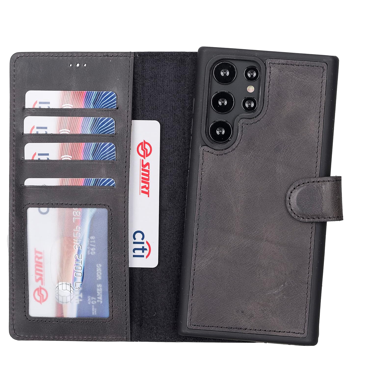 Wallet Case for Galaxy S21 Ultra with Detachable Magnetic Flip Cover