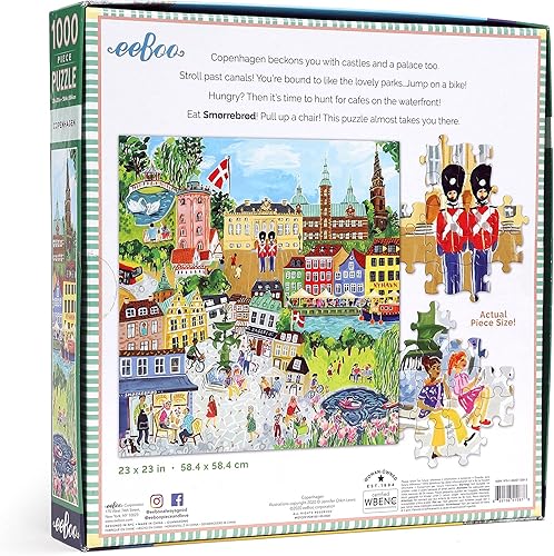 Miniatura 3 de eeBoo Rompecabezas de 1000 piezas, rompecabezas de Copenhague para adultos, cuadrado de 23 x 23 pulgadas, fabricado con tablero reciclado y tinta a
