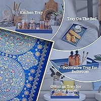 Vista 61 de Gifturbo Bandeja negra para servir, bandejas decorativas de mármol con asas, bandeja de mesa auxiliar, bandejas de plástico rectangulares otomanas