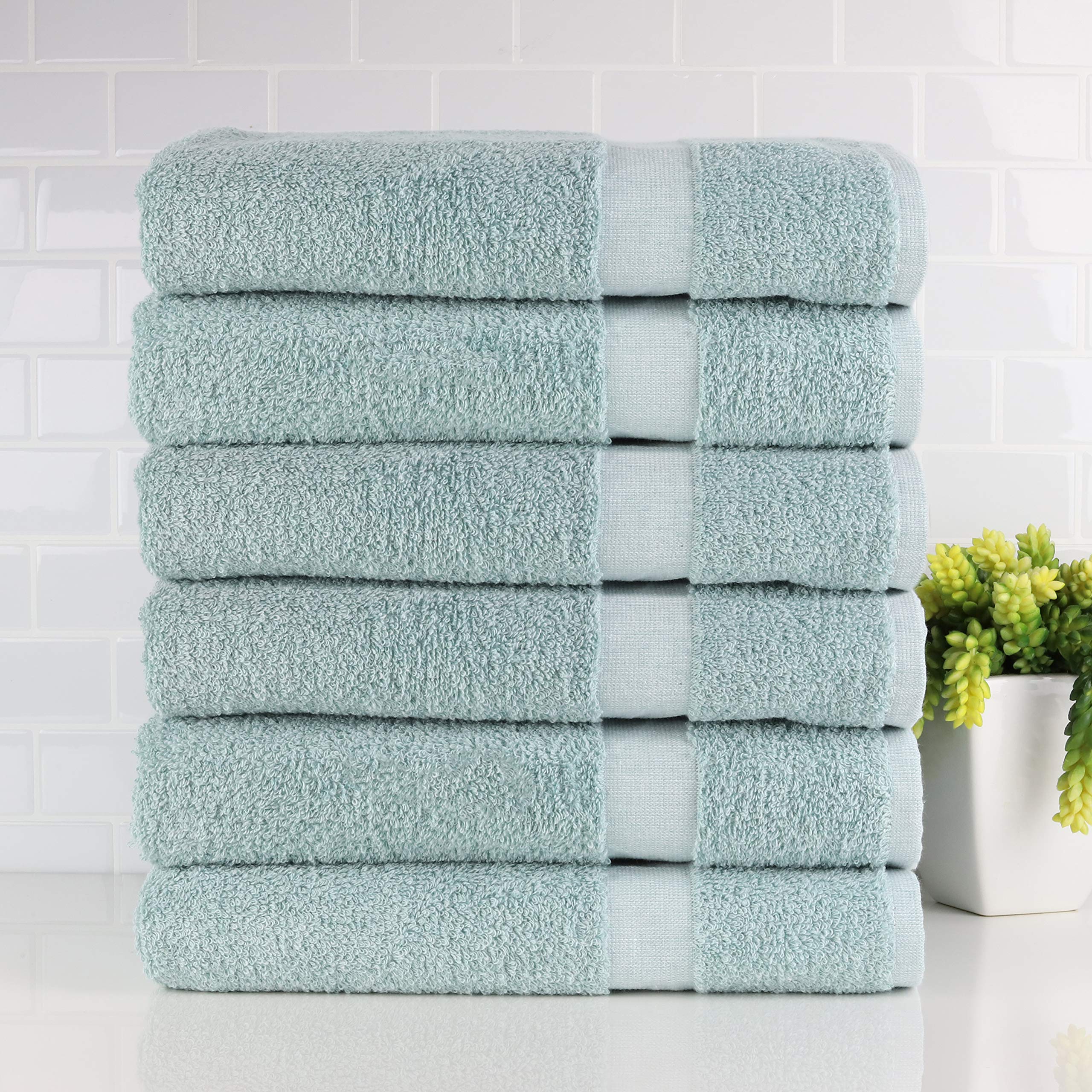 Bleach Safe 6 Piece Solid Bath Towel Set Set-Seafoam (25x50)
