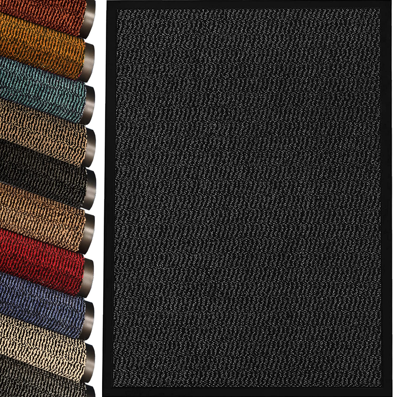Trendmakers Anthracite/Black Machine Washable Heavy Quality Door Mat Bath Mat Kitchen Office Home Indoor Outdoor Barrier Mat. Available In 20 Sizes (120Cm X 180Cm) || Polypropylene Pile