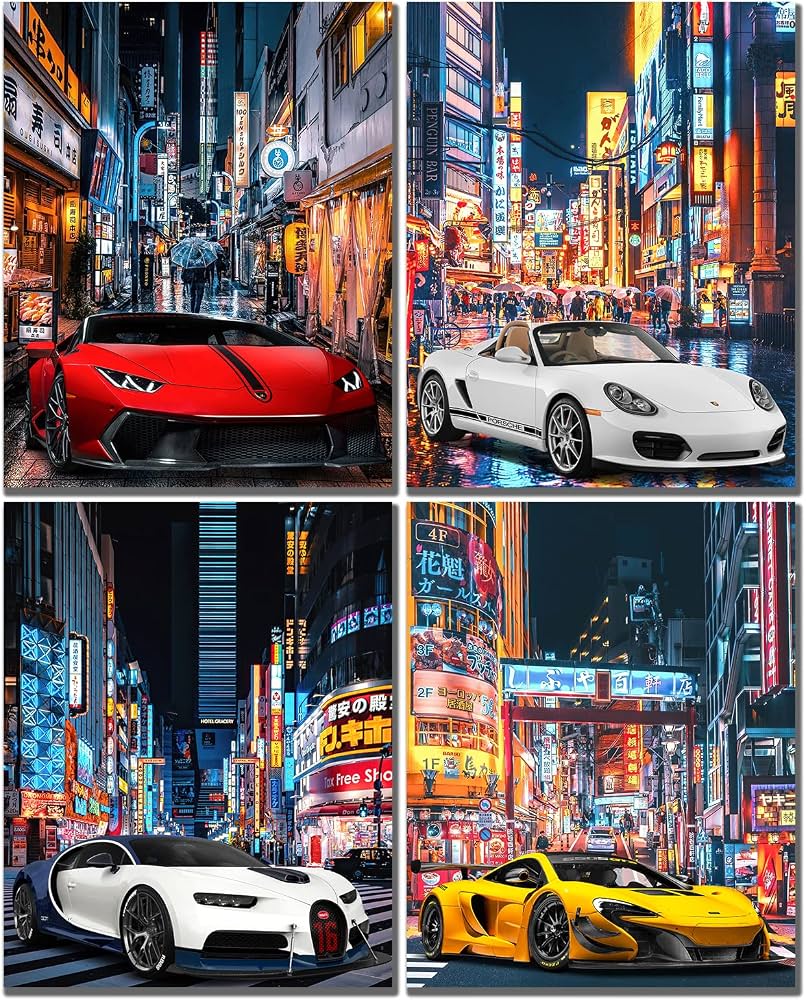 Rotating Art Japan Tokyo street Style car poster McLaren Porsche