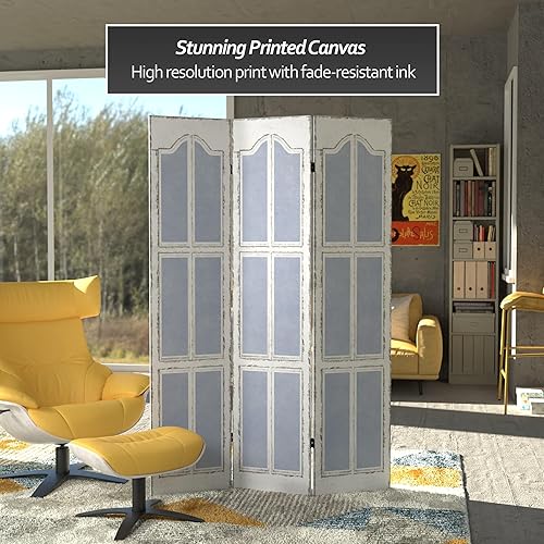 Miniatura 8 de Red Lantern Panel de puerta blanco de doble cara de 6 pies de alto, divisor de habitación de 3 paneles de lona plegable independiente, pantalla de