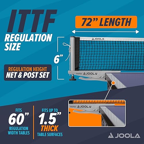 Miniatura 5 de JOOLA Snapper - Juego de red y poste de tenis de mesa profesional, portátil y fácil de instalar, 72 pulgadas, tamaño reglamentario, red de