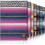 Hydration Nation Authentic Extra Large Mexican Blanket (70x50) - Handwoven Yoga, Serape- Artisanal Falsa, Beach, Camping, Picnic, Outdoor - Twilight
