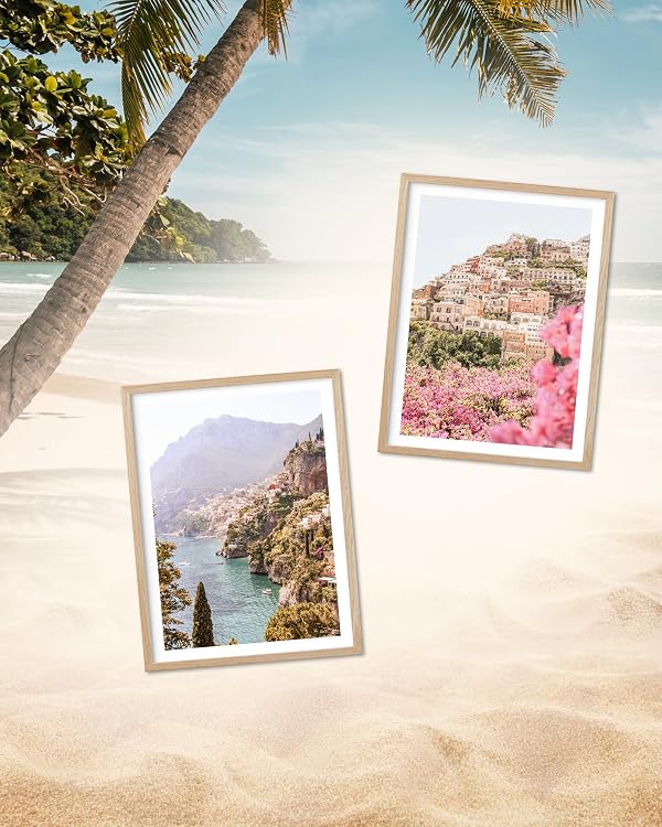 HesenDot 12x16IN Amalfi Coast Framed Wall Art Positano Coastal Print, 1Pack by HesenDot - Used condition - Image 2