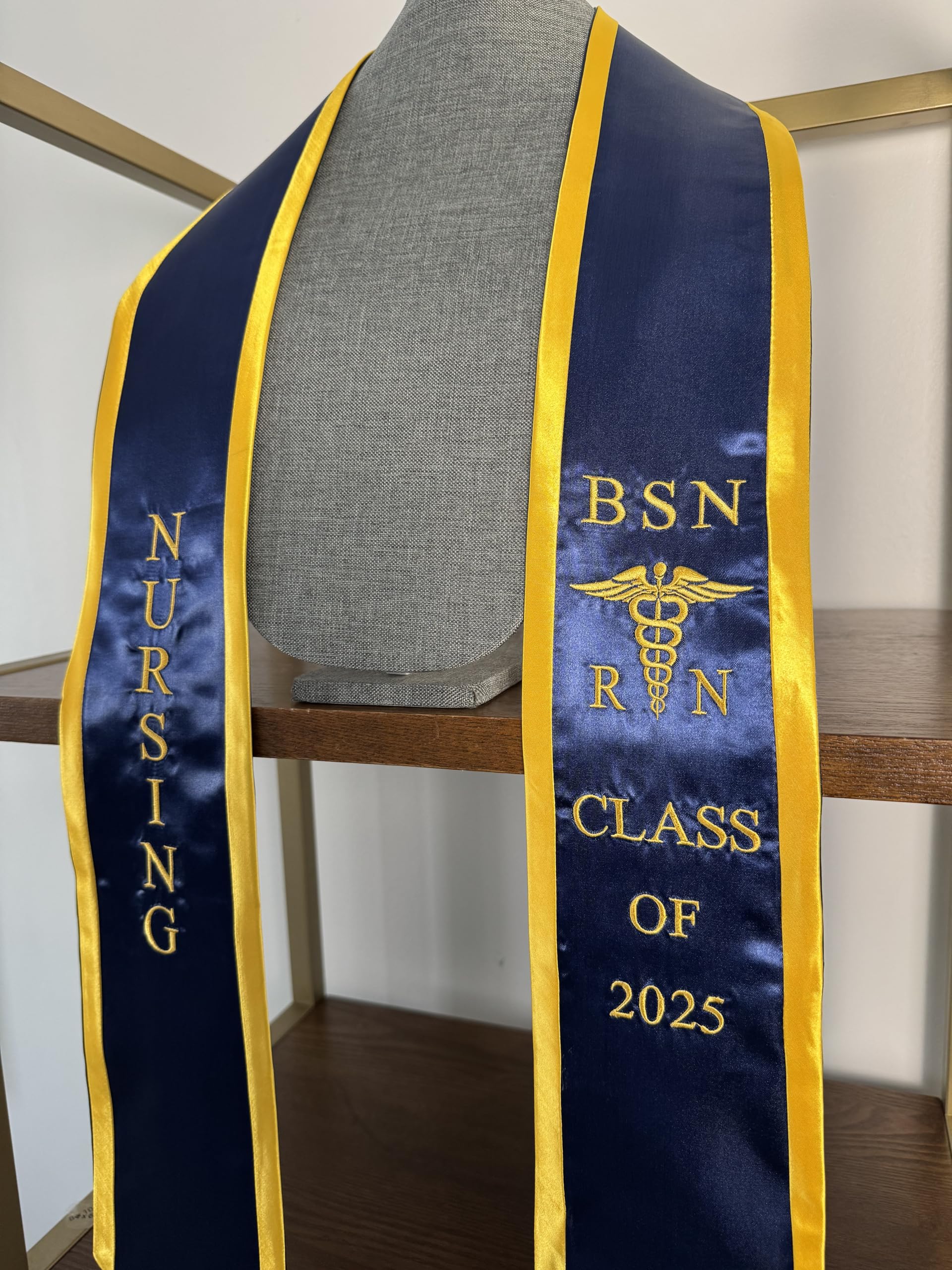 Ovaltag Nursing Graduation Stole Class of 2025 Sash (White/Black trim, CLASS OF 2025)