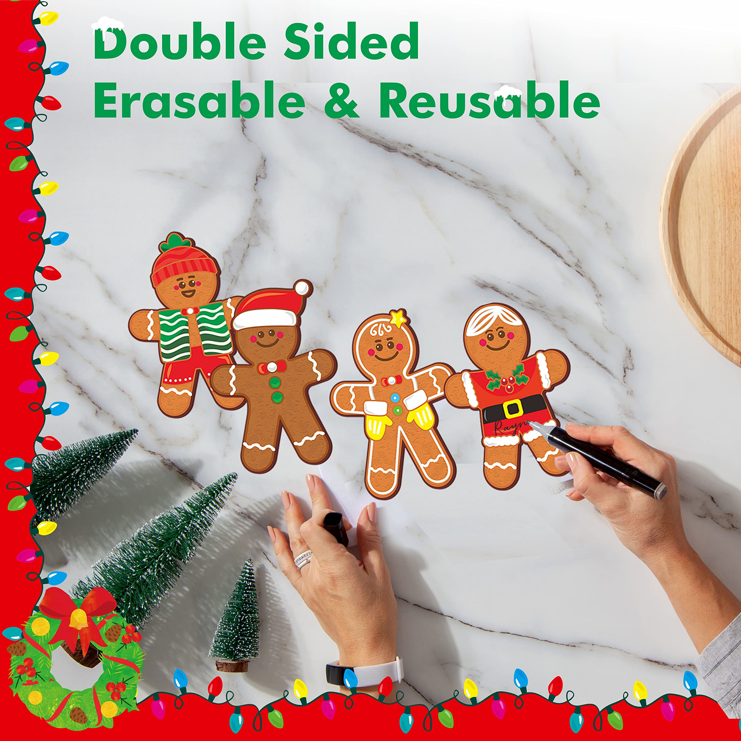 decalmile Vetrofanie Natale per Finestre Omino di Pan di Zenzero Adesivi per Finestra Casa di Marzapane Caramelle Adesivi Vetro Cucina Rimovibile Finestra Festa Finestra Decorazione Natalizia