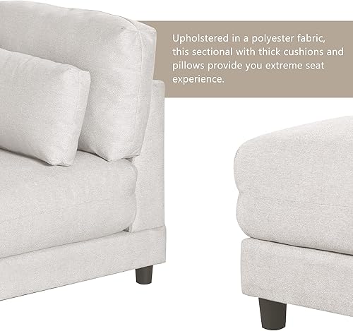 Miniatura 5 de MOEO Sofá modular convertible en forma de L, 2 piezas, sofá tapizado con otomanas extraíbles y cómodas almohadas de cintura, para sala de estar,