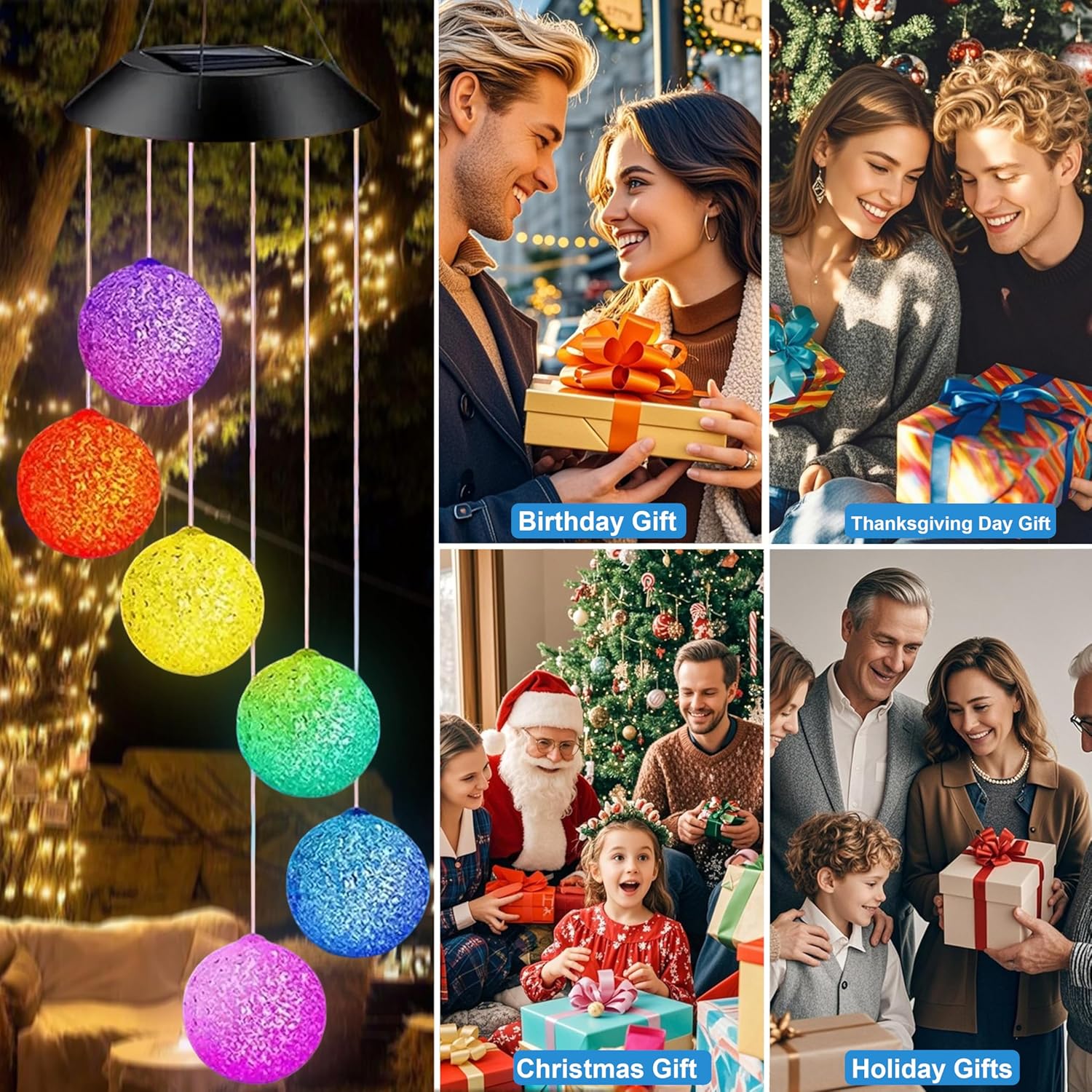 Solar Wind Chime for Outside,Hanging Wind Chimes for Outside,Solar Powered Color Changing Crystal Ball WindChimes,Patio Yard Outdoor Garden Porch Decor,Unique Ourdoor Gifts for Mom Grandma - Image 6