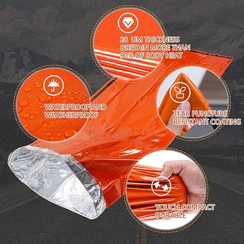 Miniatura 3 de Saco de dormir de emergencia, saco de dormir de supervivencia, saco de supervivencia ligero para senderismo al aire libre, camping, mantener el