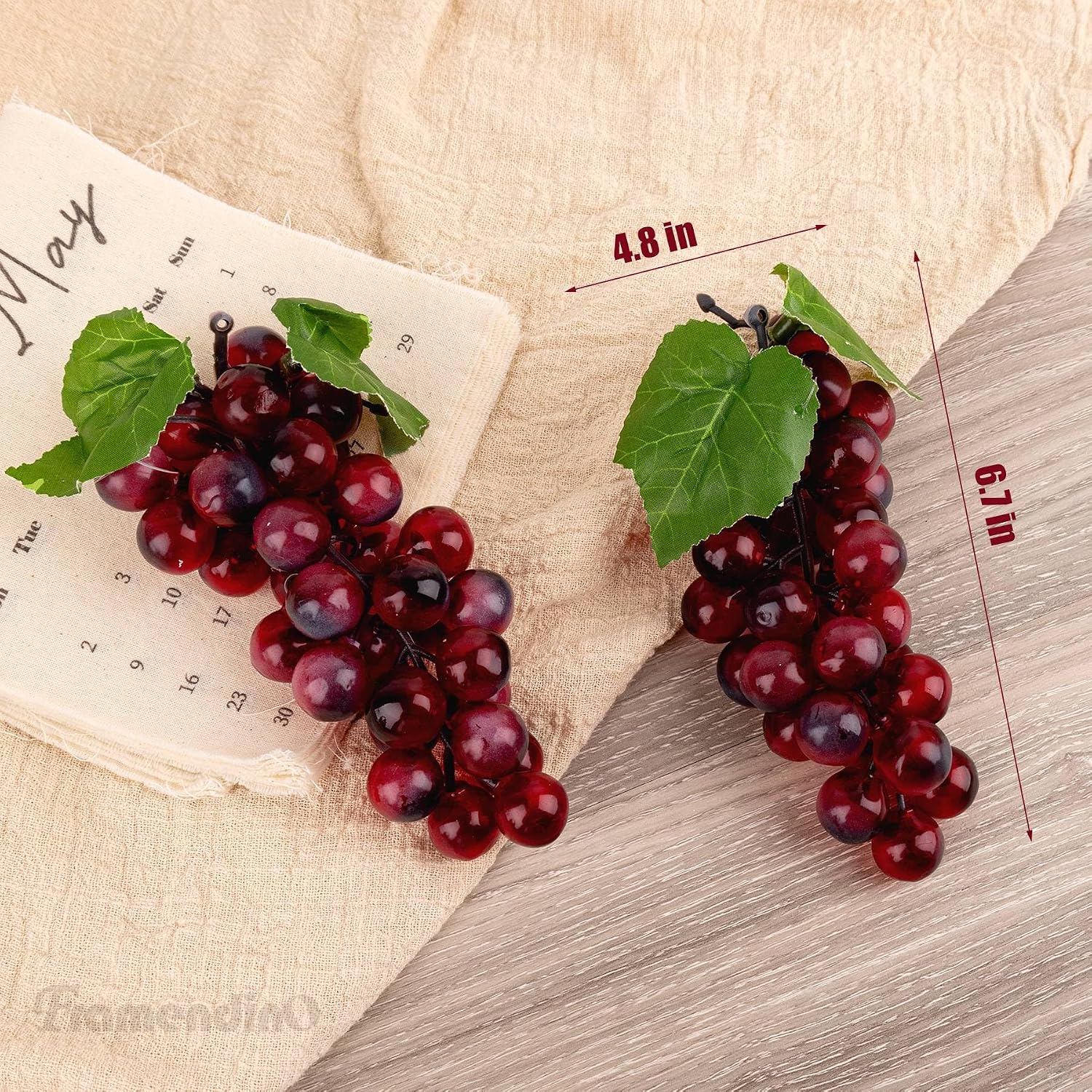 Framendino, 4 Pack Fake Red Grapes Artificial Plastic Simulation Realistic Faux Fruit for Decoration Photography Prop 36 Grains