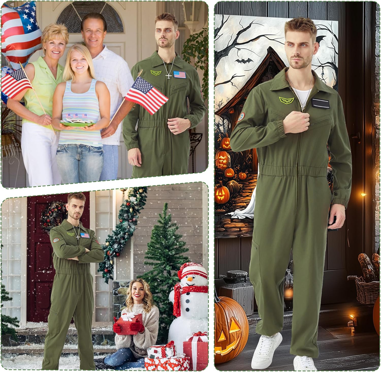 JoeRita Pilot Jumpsuit Men Women Air Force Flight Outfit Costume Flight Suit Halloween Cosplay with Accessories DIY Patches - Image 6