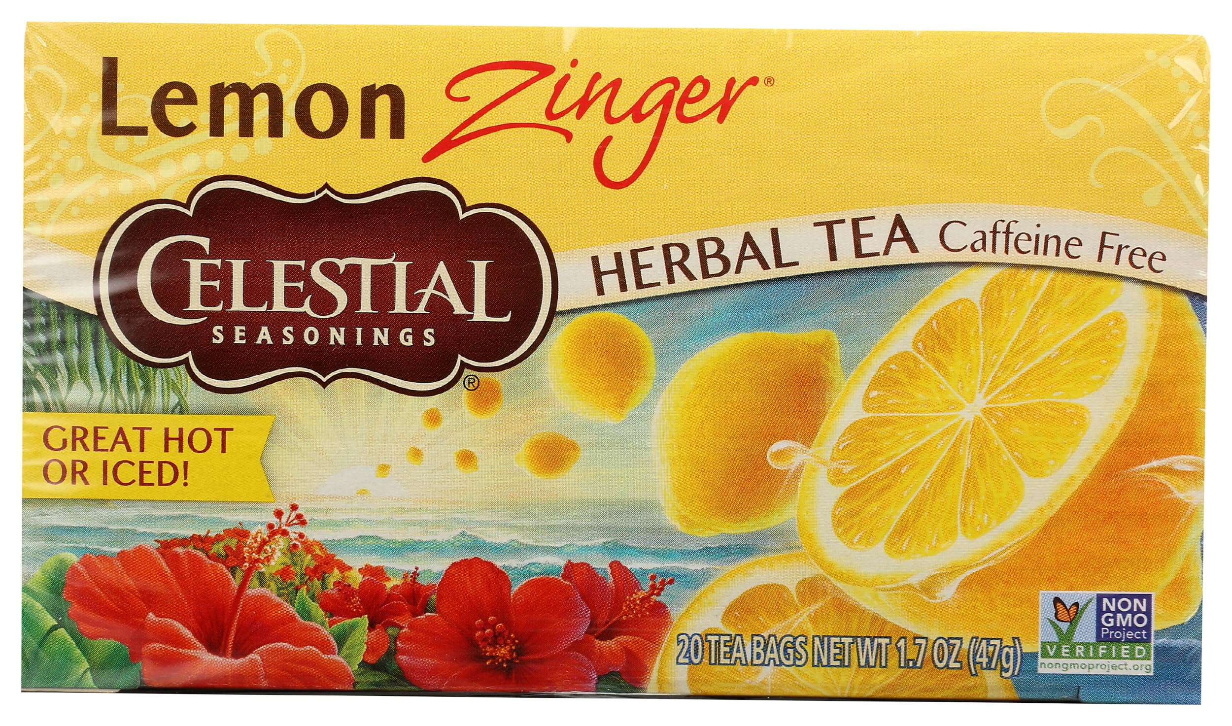 Celestial Seasonings 100% Natural Lemon Zinger Herbal Tea 20 ct