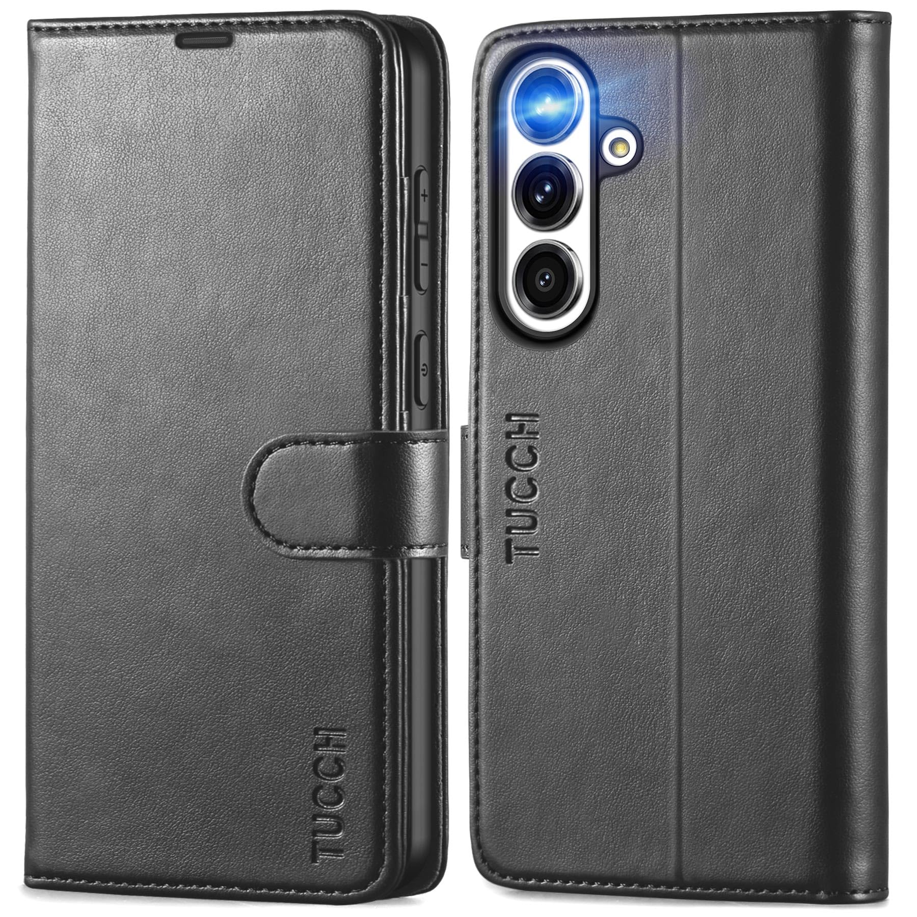 TUCCH Custodia per Galaxy S25 FE 5G, Cover Magnetica Blocco RFID Portafoglio Supporto Cellulare Slot Porta Carte Pelle con TPU Protezione Completa Cover per Galaxy S25 FE (6,7" 2025), Nero