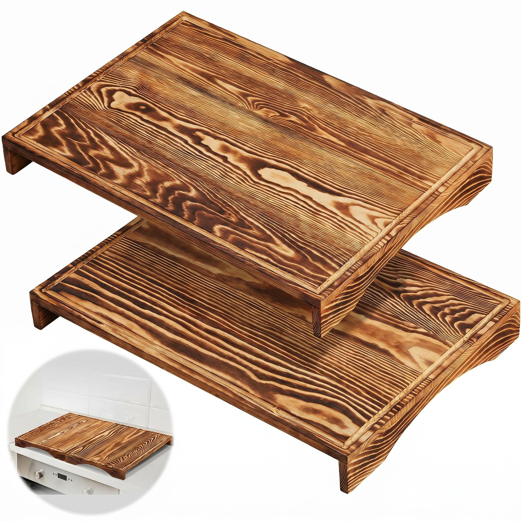 Couvre-plaque de cuisson en bois protecteur double usage pour agrandir le plan de travail