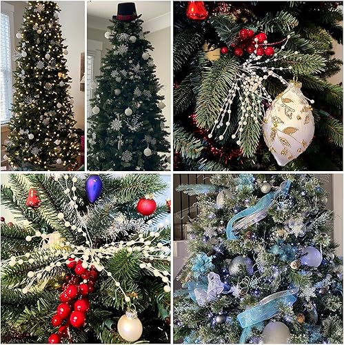 Miniatura 2 de 60 Piezas de Tallos de Broche de Perla en Forma de Vara, Guirnalda de Hilo de 4mm con Cuentas, Aerosol para Relleno de Arreglos Florales, Púas de