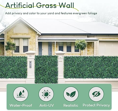 Miniatura 2 de HEDGE MAZE Paneles de pared de césped, 12 piezas de 20 x 20 pulgadas, pared verde con protección UV, paneles de boj de césped, fondo de pared verde