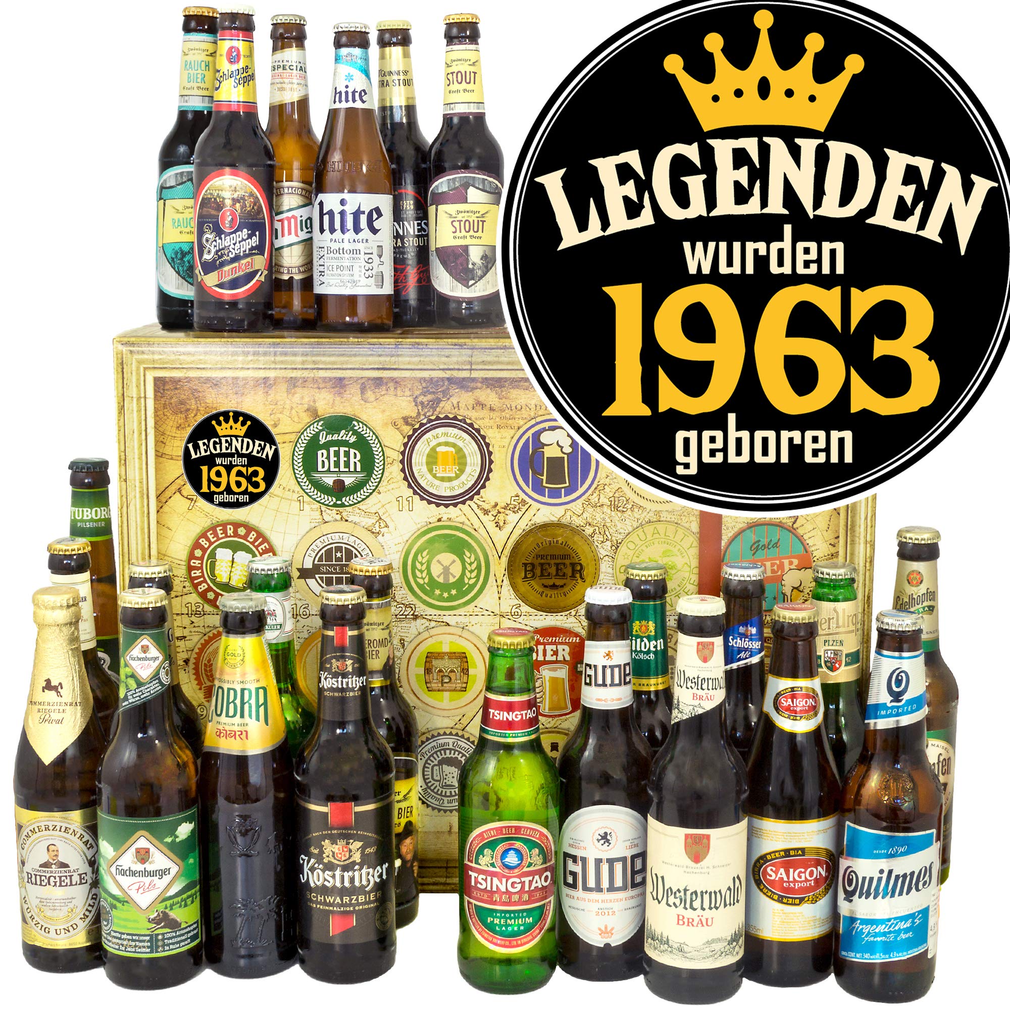 Legenden 1963 / Geschenk 1963 / Biere der Welt und D 24x / Adventskalender 2024 2025 mit Bier