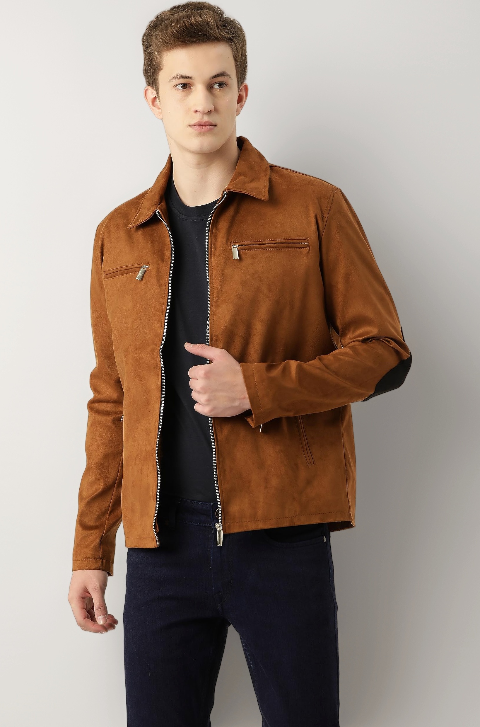 Leather Retail Suede Faux Leather Jacket For Men's