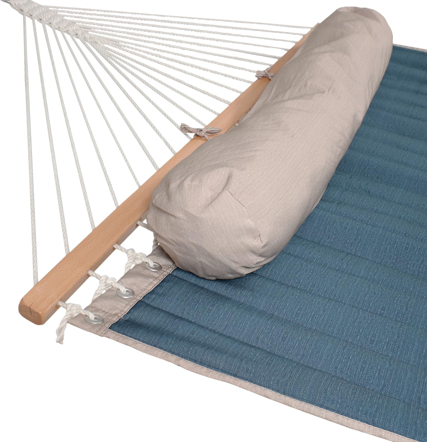 Sunnydaze 2 Person Quilted Fabric Hammock with Spreader Bars and Detachable Pillow, Outdoor Patio and Backyard, 440 Pound Capacity, Tidal Wave : Patio, Lawn & Garden