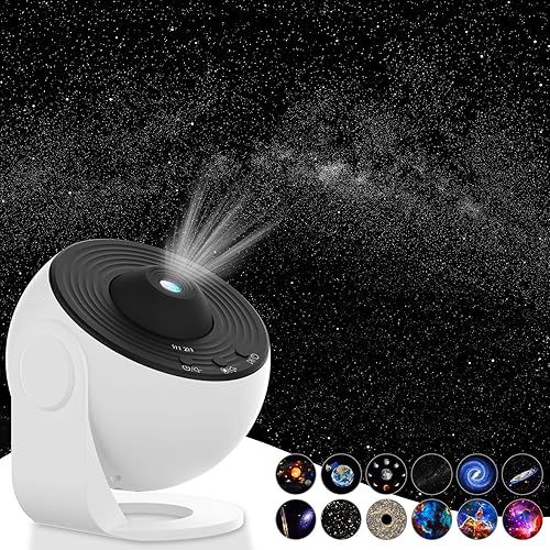 Miniatura 7 de Elec3 Proyector de estrellas, proyector de planetario para dormitorio, luz nocturna de galaxia ultra transparente con 12 discos Galaxy reemplazables