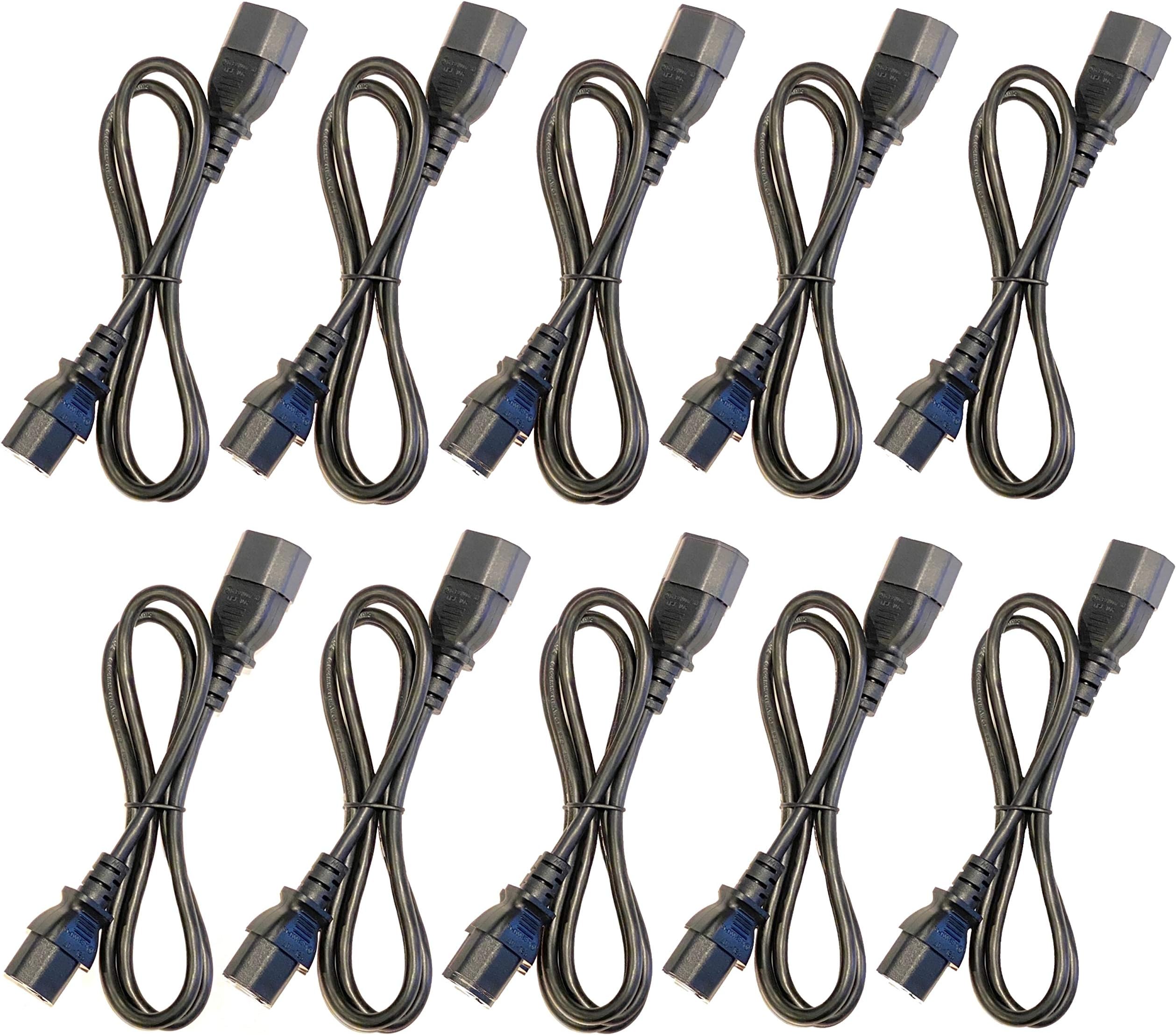 (10) 3 Foot IEC 320 NEMA C13 C14 10A 18AWG AC Power Cord Cables PDU to CPU