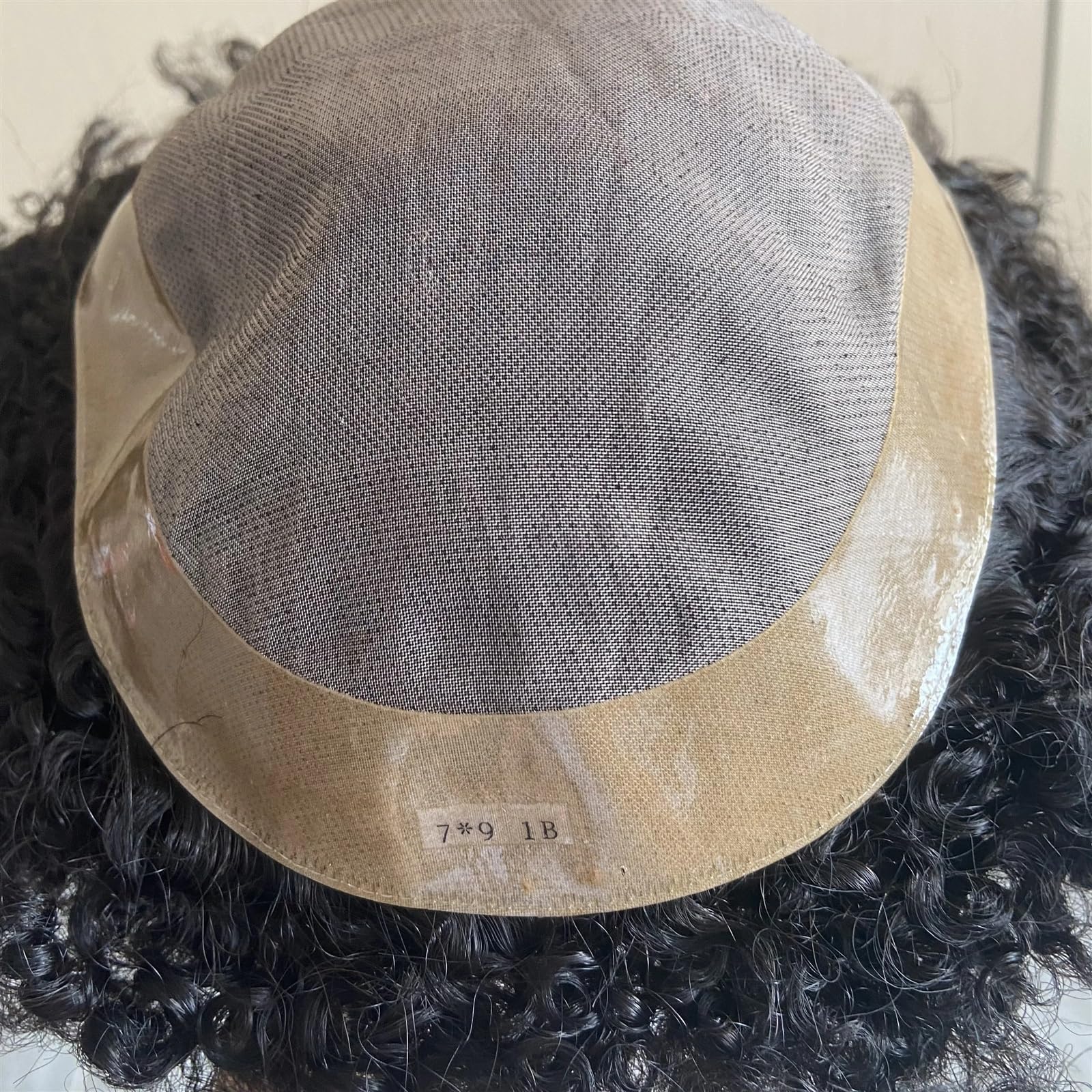 Tupet dla mężczyzn, z ludzkich włosów, 10 mm, falista końcówka mono, z NPU wokół protezy, zamienne części do włosów dla mężczyzn i mężczyzn (7 x 9)