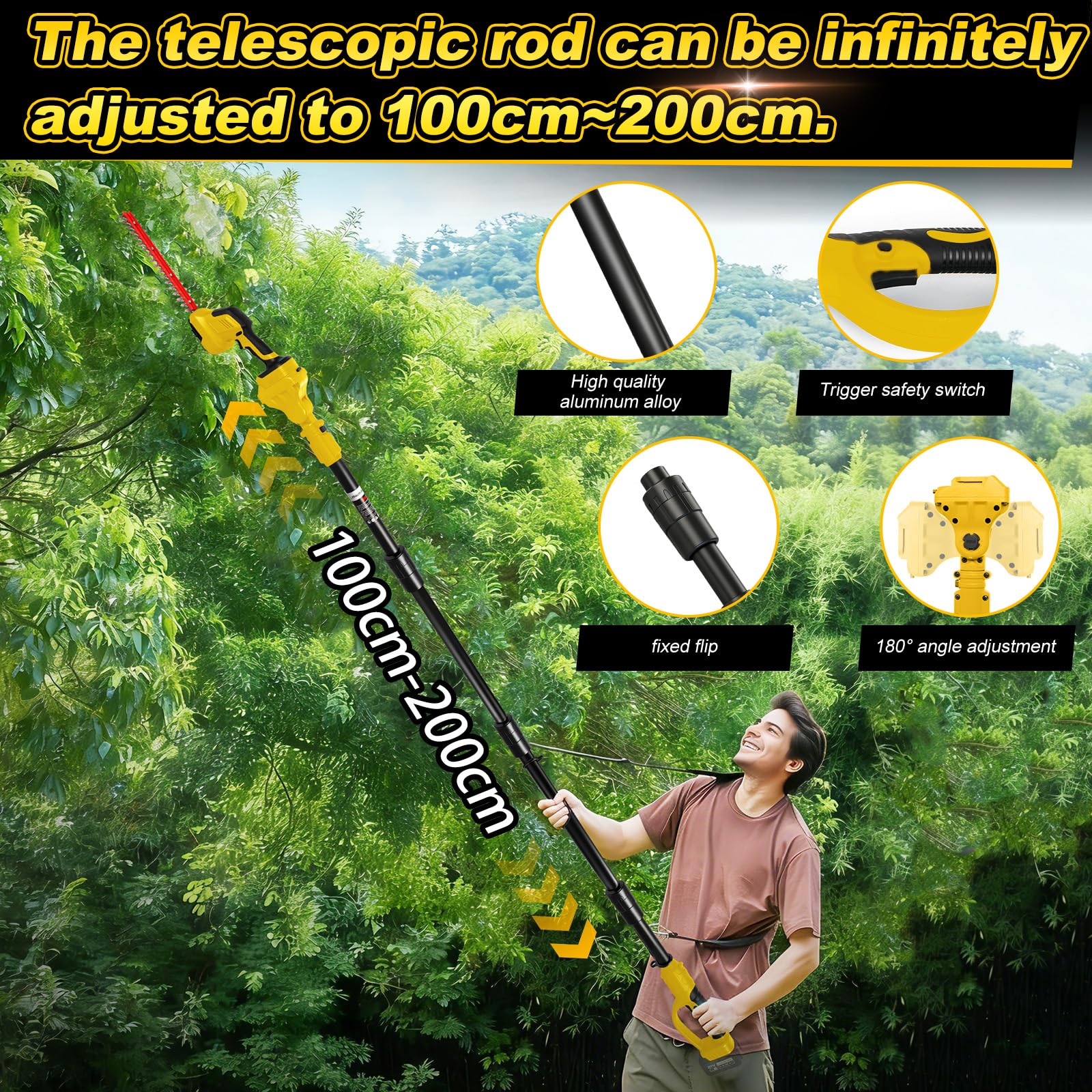 6 en 1 Juego de Motosierra 8" y Cortasetos para DeWal 20V(sin batería) | Roadtime Podadora telescópica mini motosierra de podar, cortador de setos, adecuado para jardín, árboles y arbustos